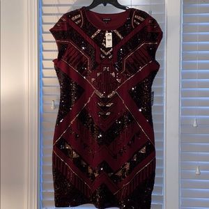 Express NWT Maroon Sequin Dress Size XL